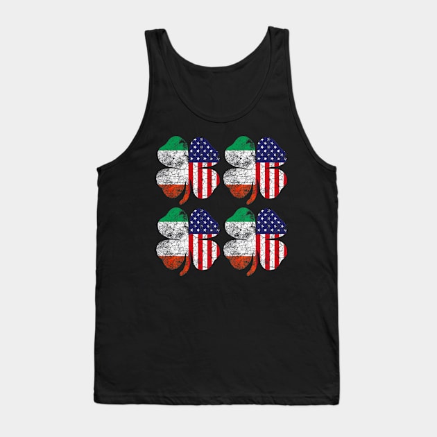 Four Irish American Flag Ireland Shamrock St Patrick Day Tank Top by dashawncannonuzf